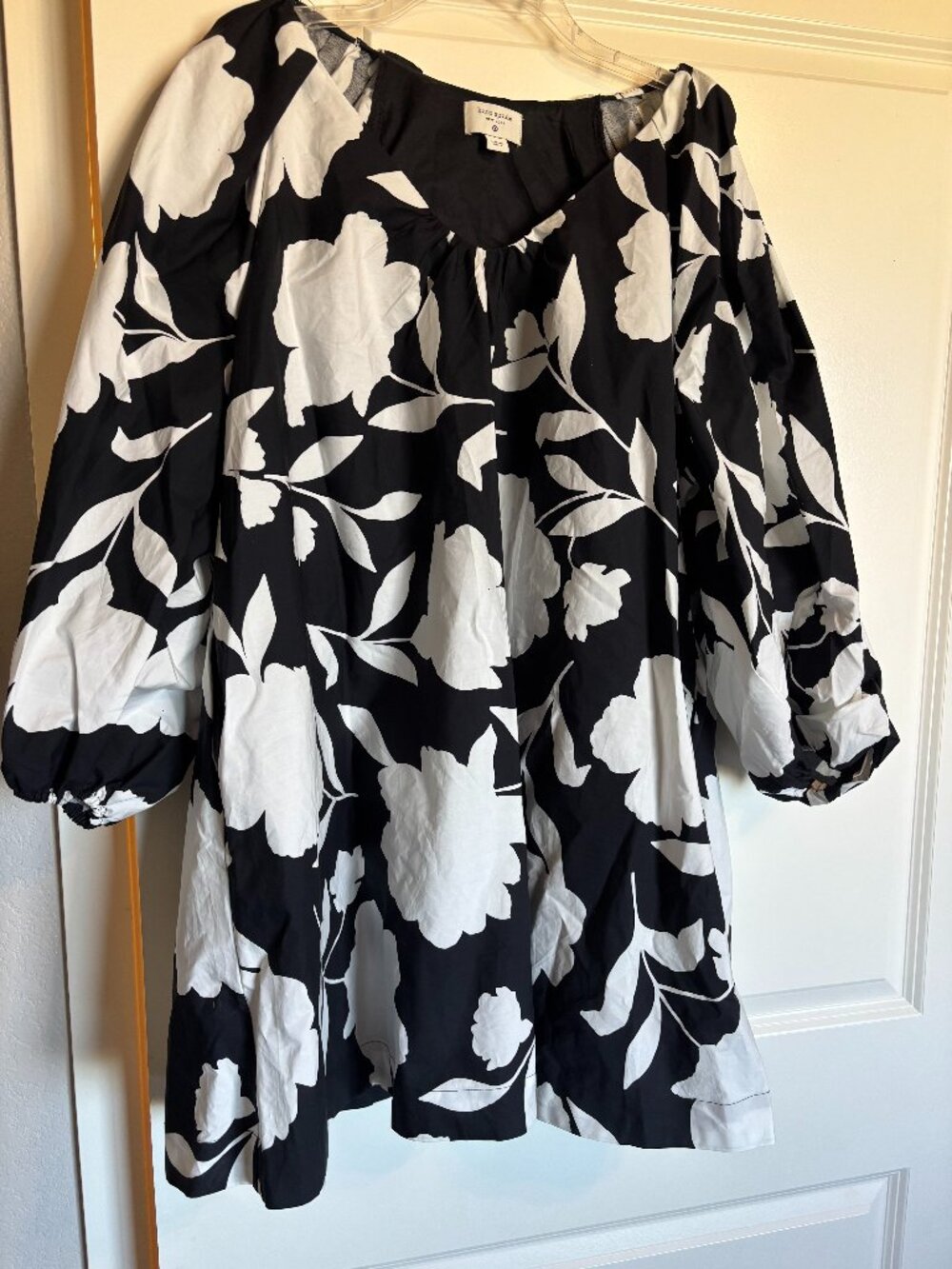 Kate Spade x Target Classic Rose Poplin Balloon Sleeve Dress Black White L